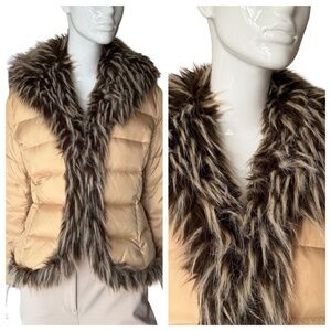 INC International Concepts Down Puffer Coat With Faux Fur Collar And Trim Size L